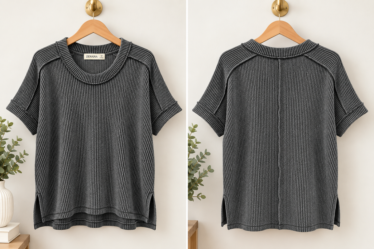 Crew Neck Waffle top