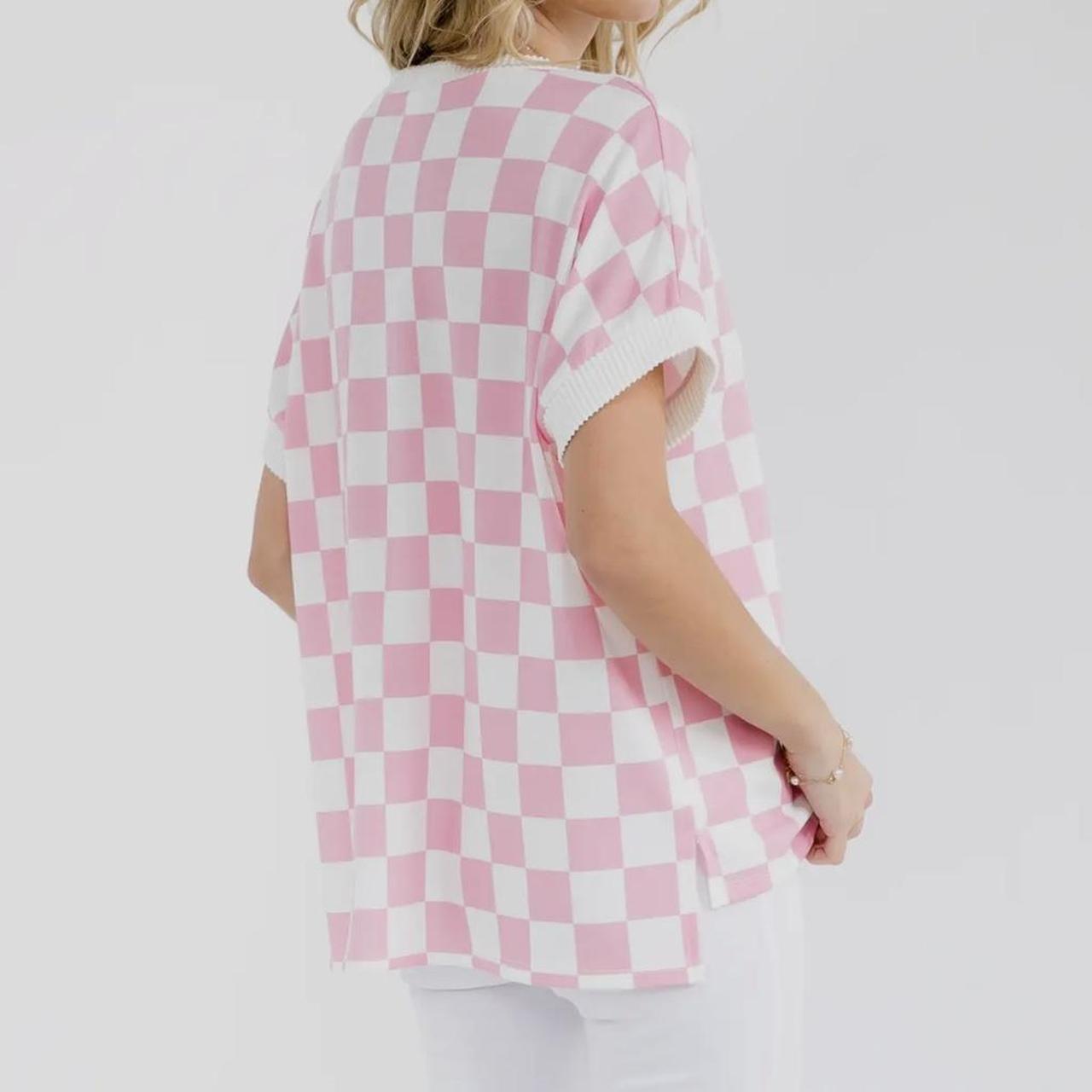 7th Ray Checkered Print Short Sleeve Top