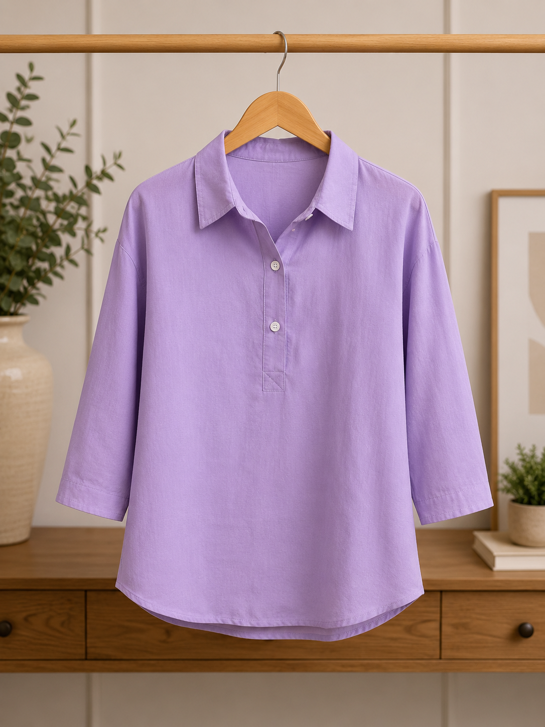Solid Color Casual Loose Long Sleeve Shirt