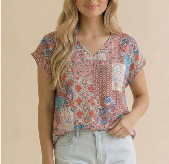 Boho Print Woven Top