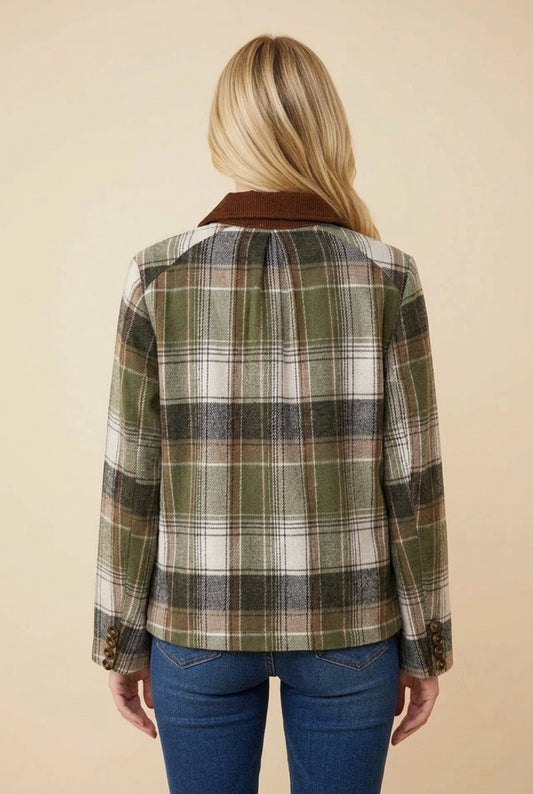 Olive Plaid Barn Jacket
