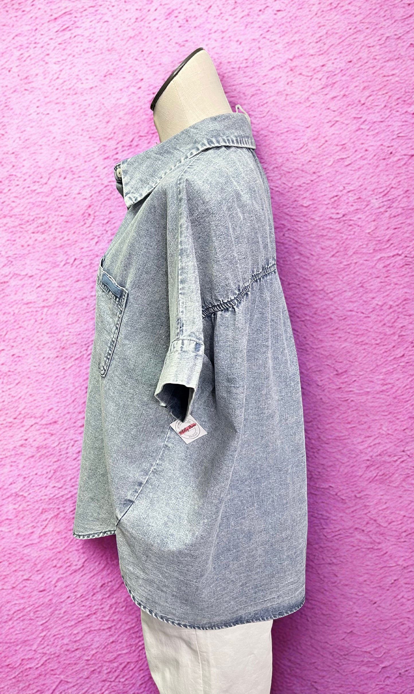 Indigo Ease Oversized Button Down