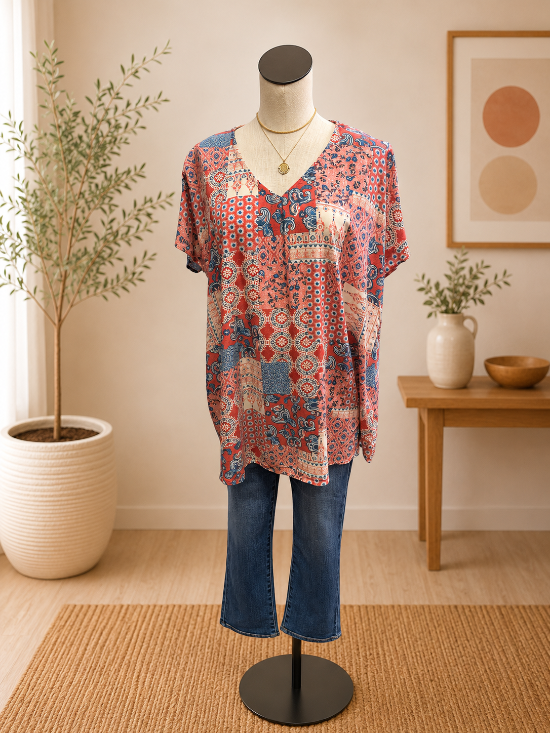 Boho Print Woven Top