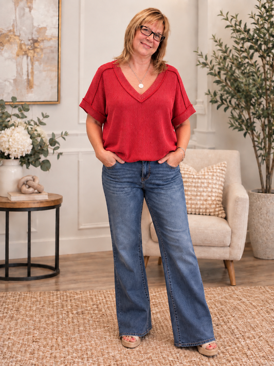 Zenana's V-Neck Waffle top
