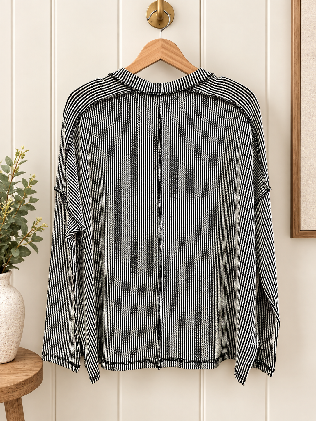 Zenana Long Sleeve Crew Neck Waffle Top