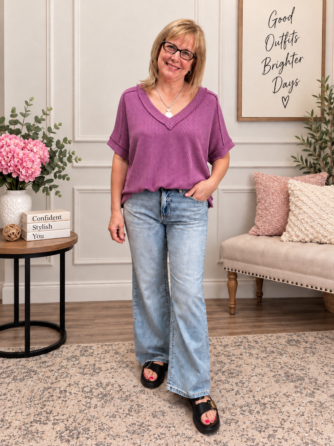 Zenana's V-Neck Waffle top
