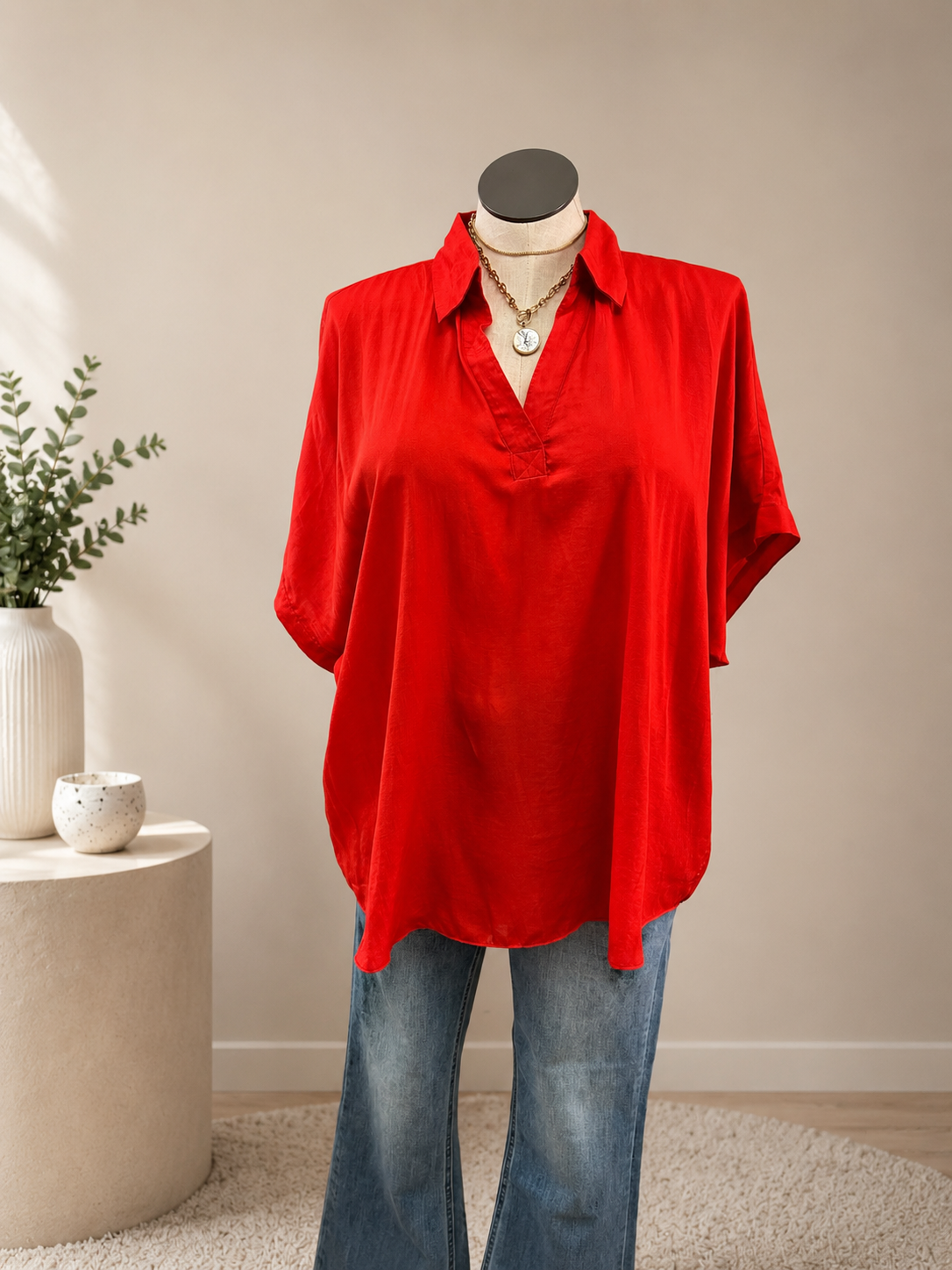 Vibrant Days Satin V-Neck Top