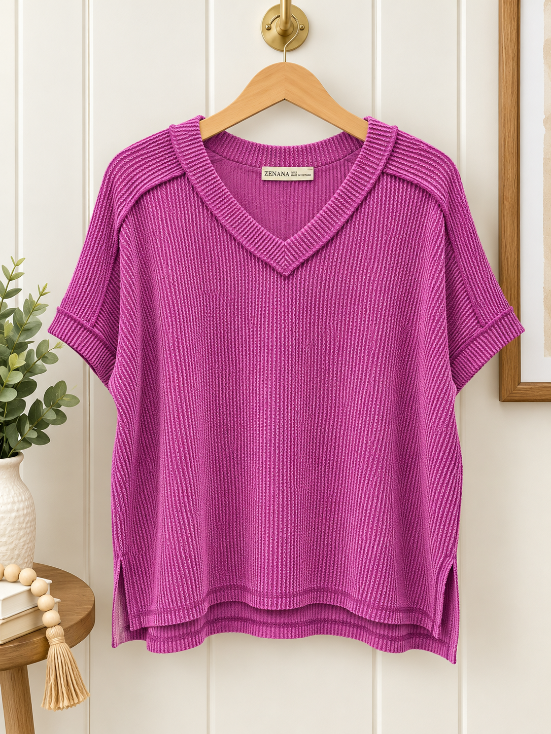 Zenana's V-Neck Waffle top