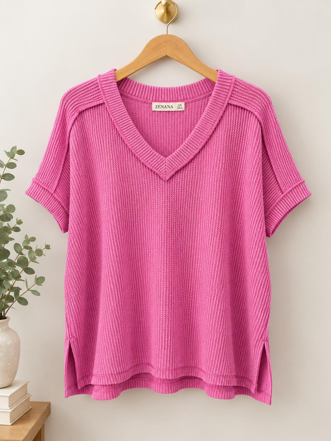 Zenana's V-Neck Waffle top