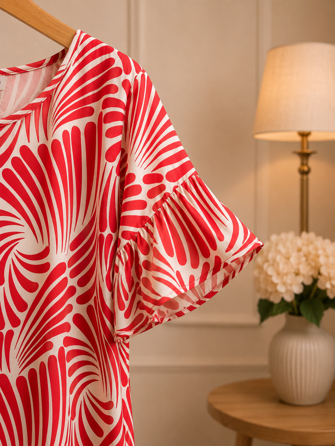 Southern Stitch Red Palm Paradise Top