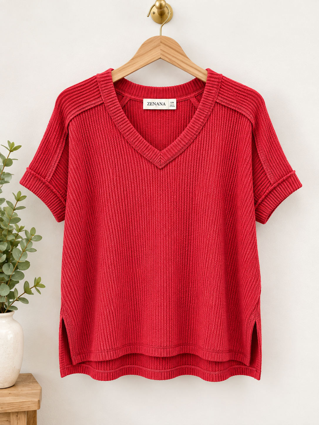 Zenana's V-Neck Waffle top