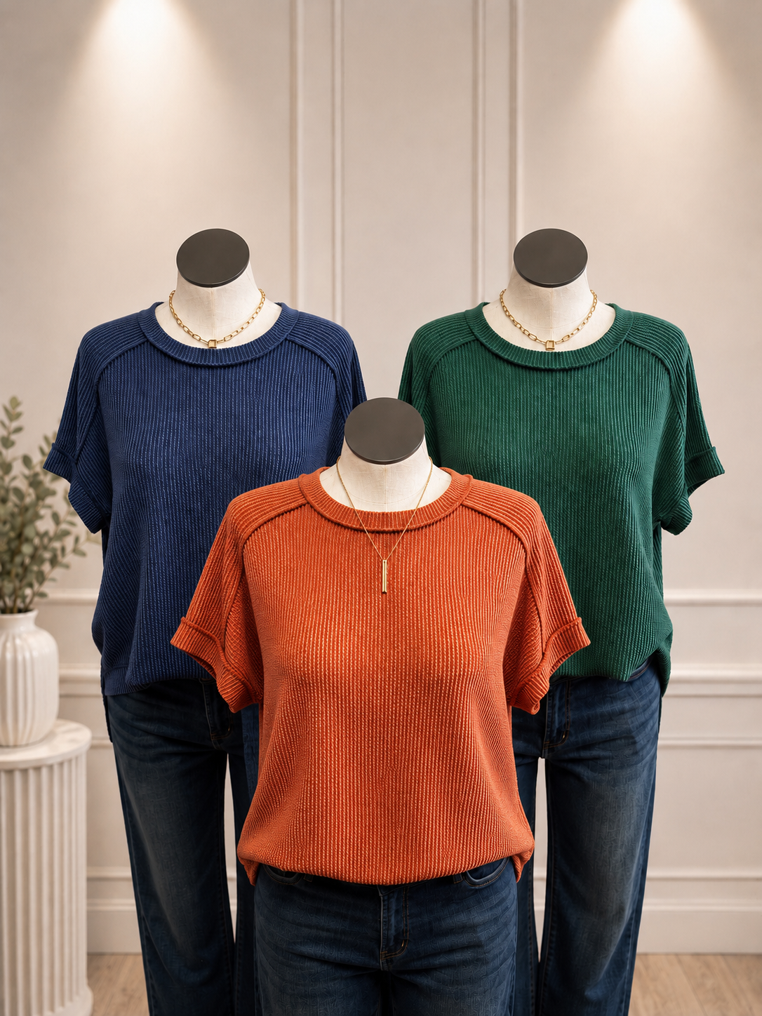 Crew Neck Waffle top
