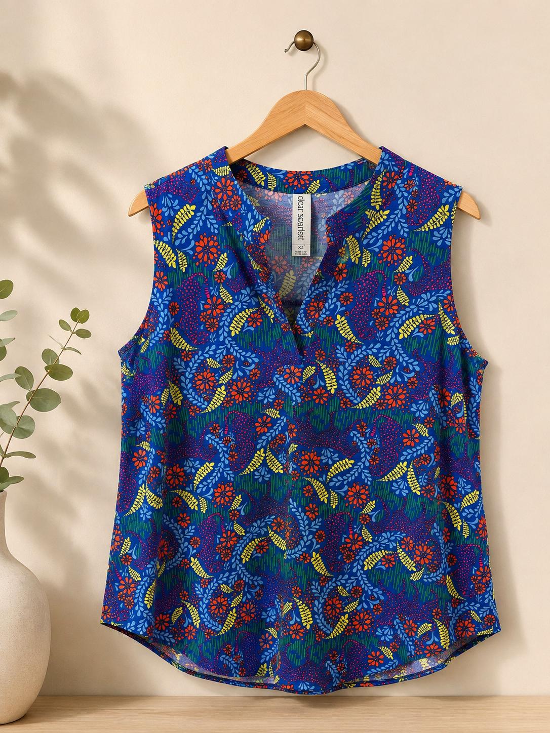 Mixed Print Sleeveless Top