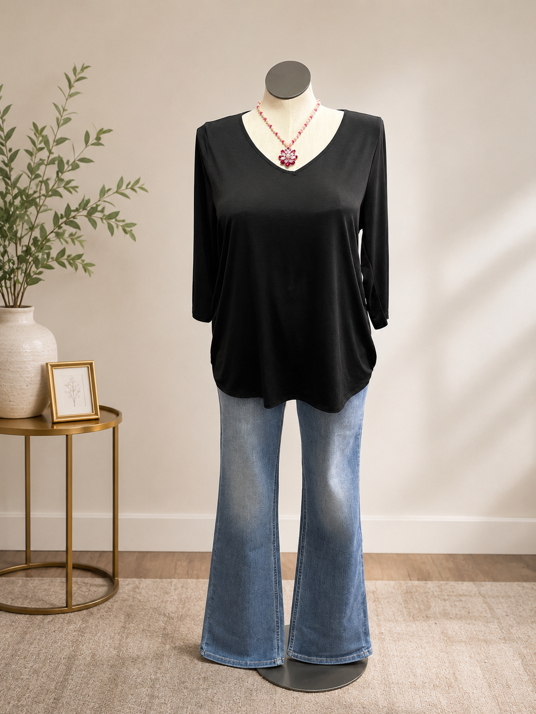 Classic V-Neck No Collar Lizzy Top