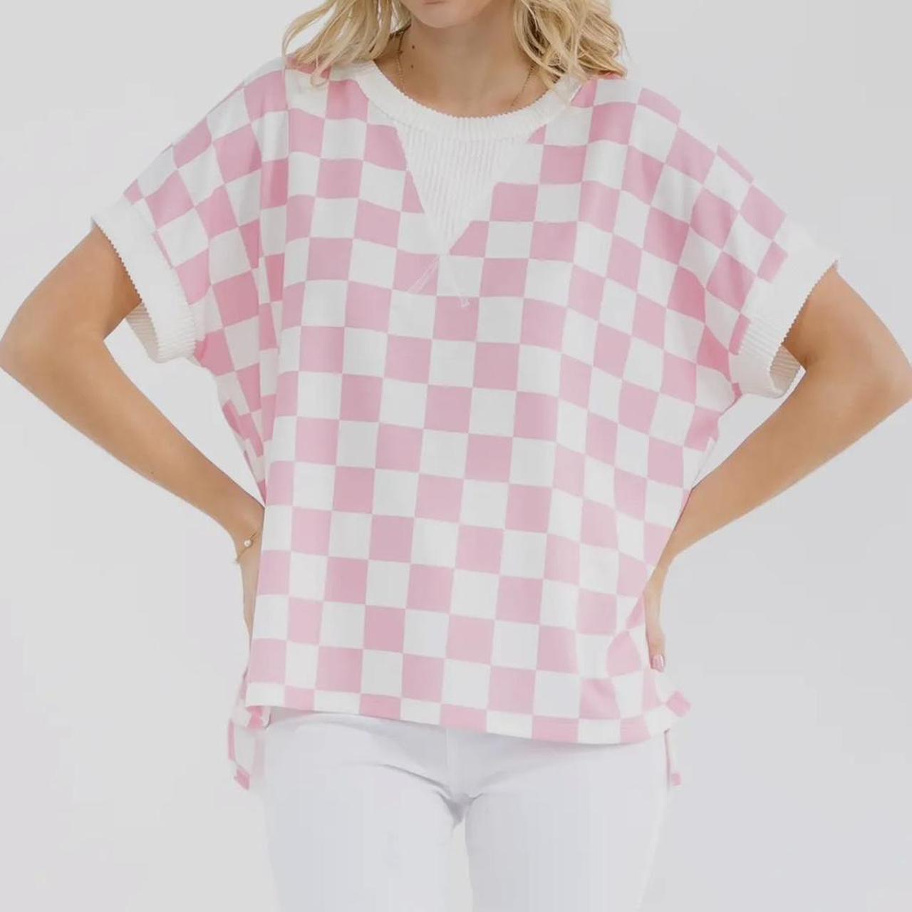 7th Ray Checkered Print Short Sleeve Top