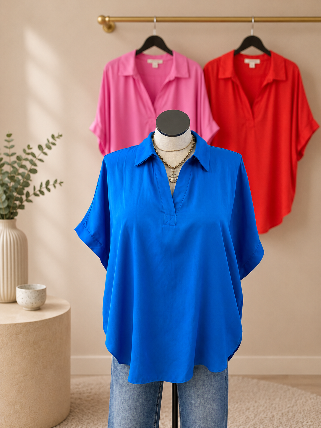 Vibrant Days Satin V-Neck Top