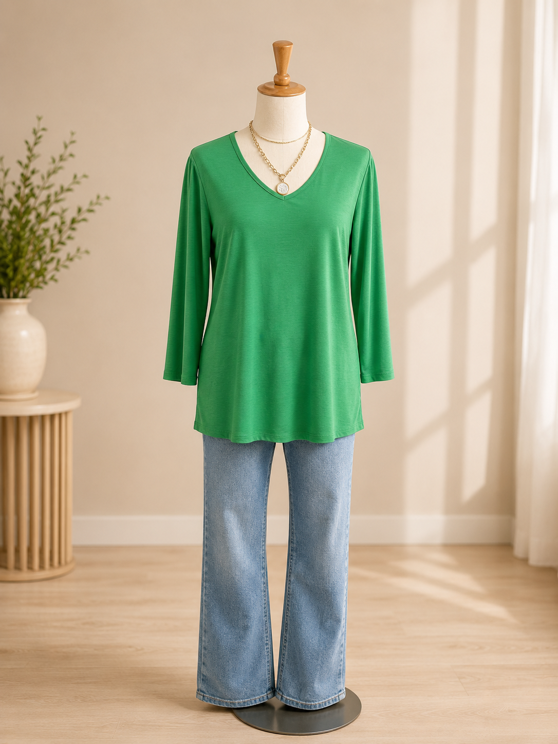 Classic V-Neck No Collar Lizzy Top