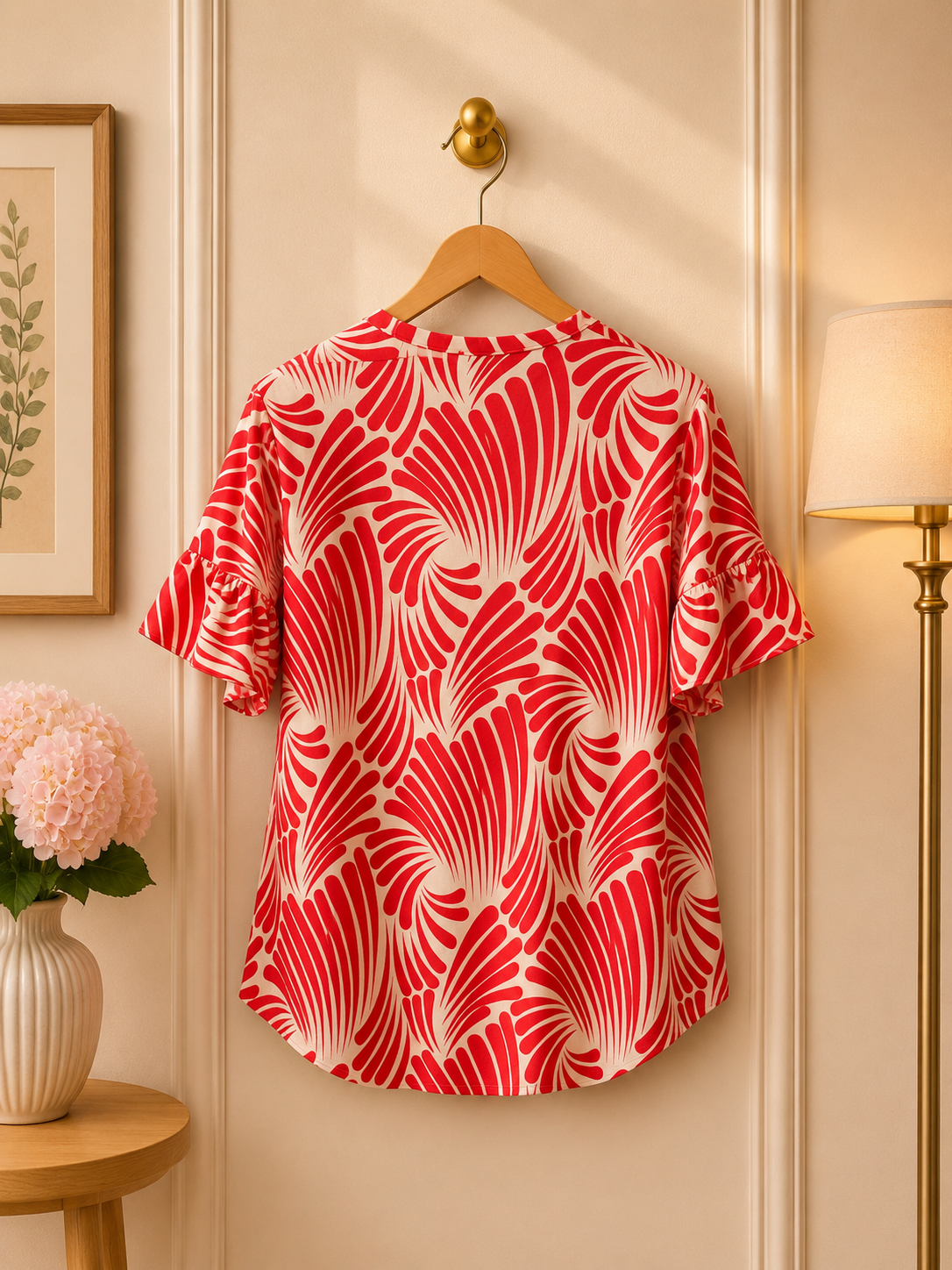 Southern Stitch Red Palm Paradise Top