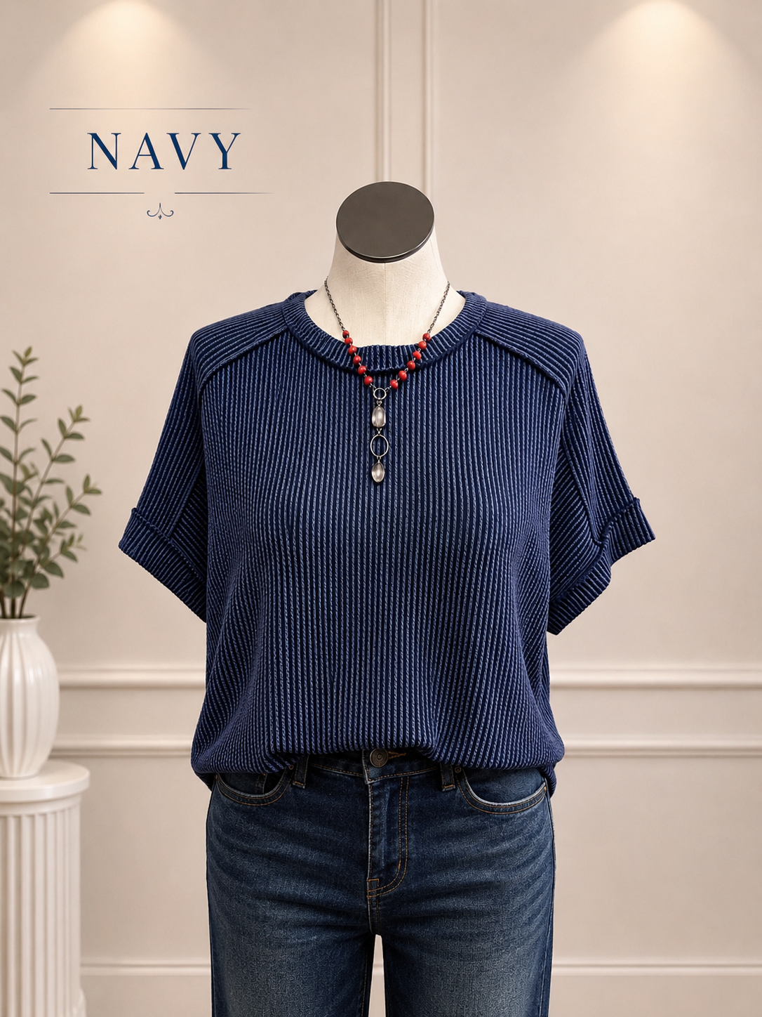 Crew Neck Waffle top