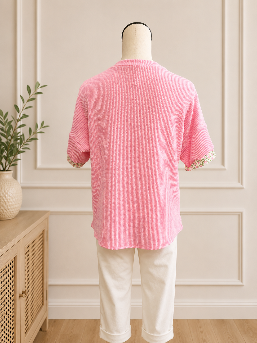 7th Ray Floral Patchwork Short Sleeve Top