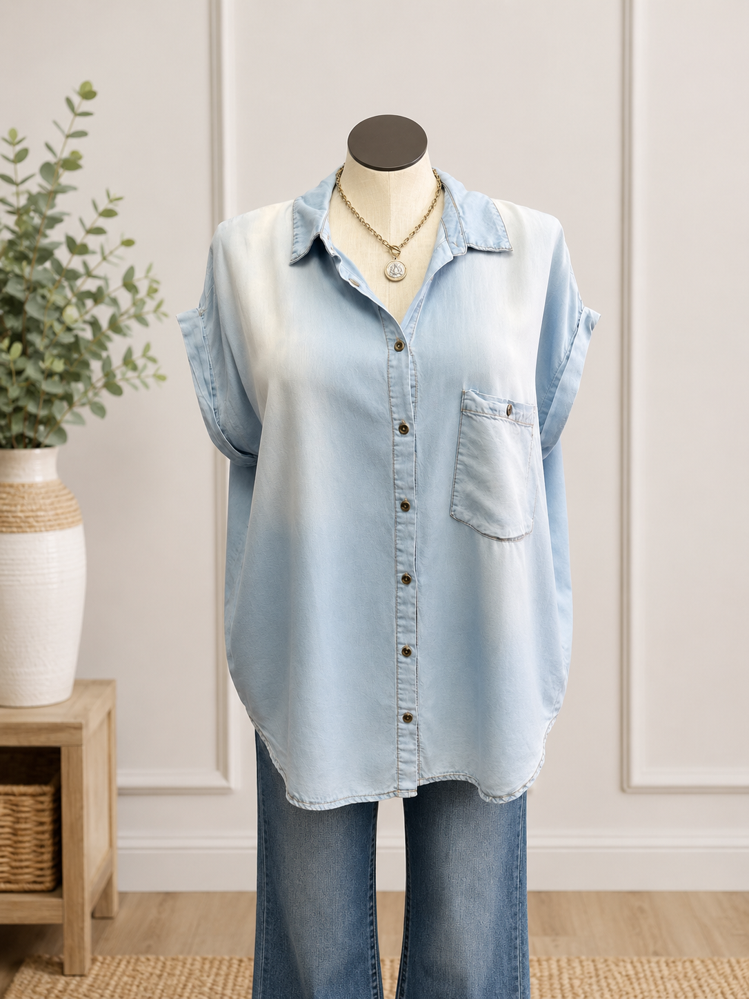 SS Chambray Top