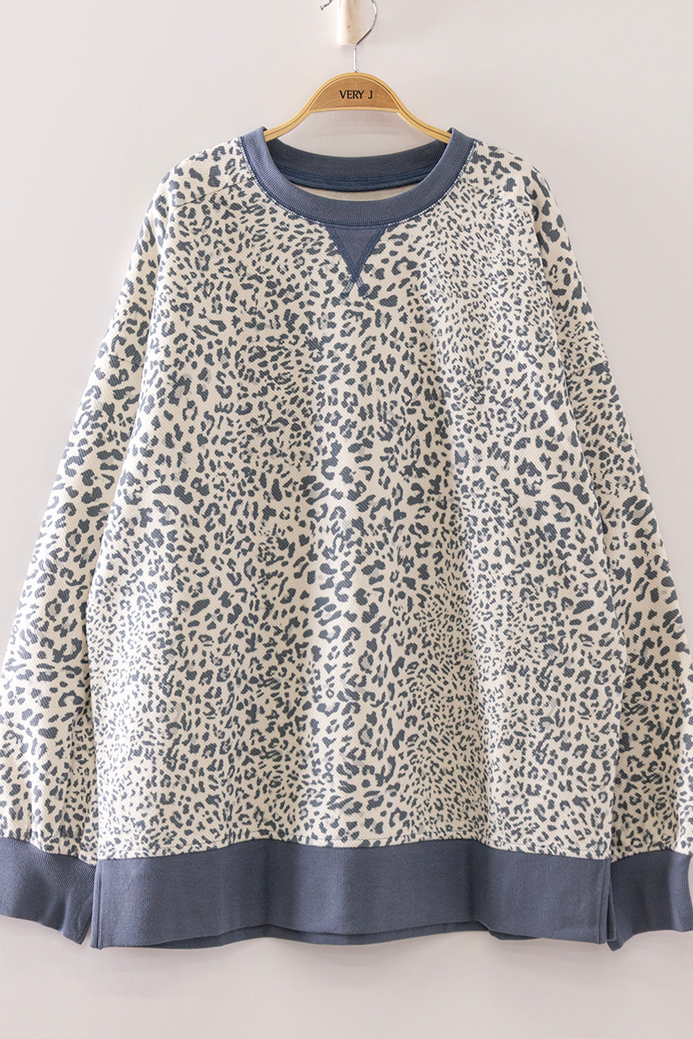 Denim Leopard Crew Neck