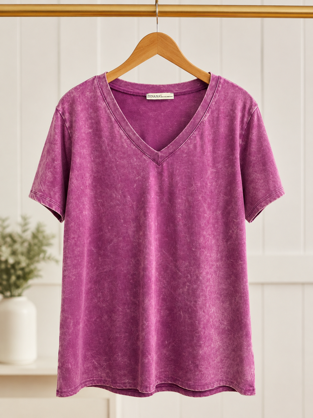 Acid Washed V Neck Tee