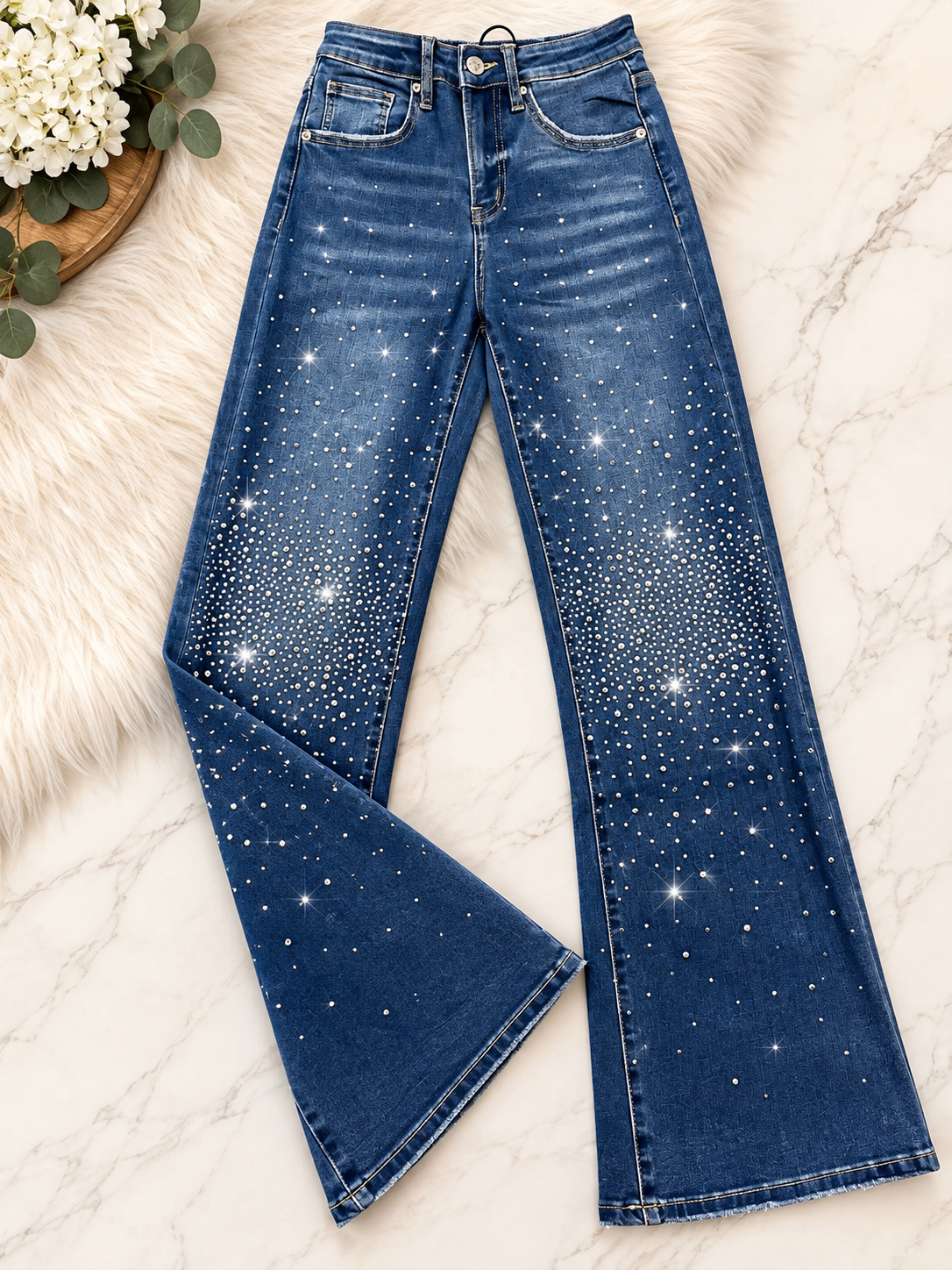 Mica High Rise Wide Leg Embellished Sparkle Jean