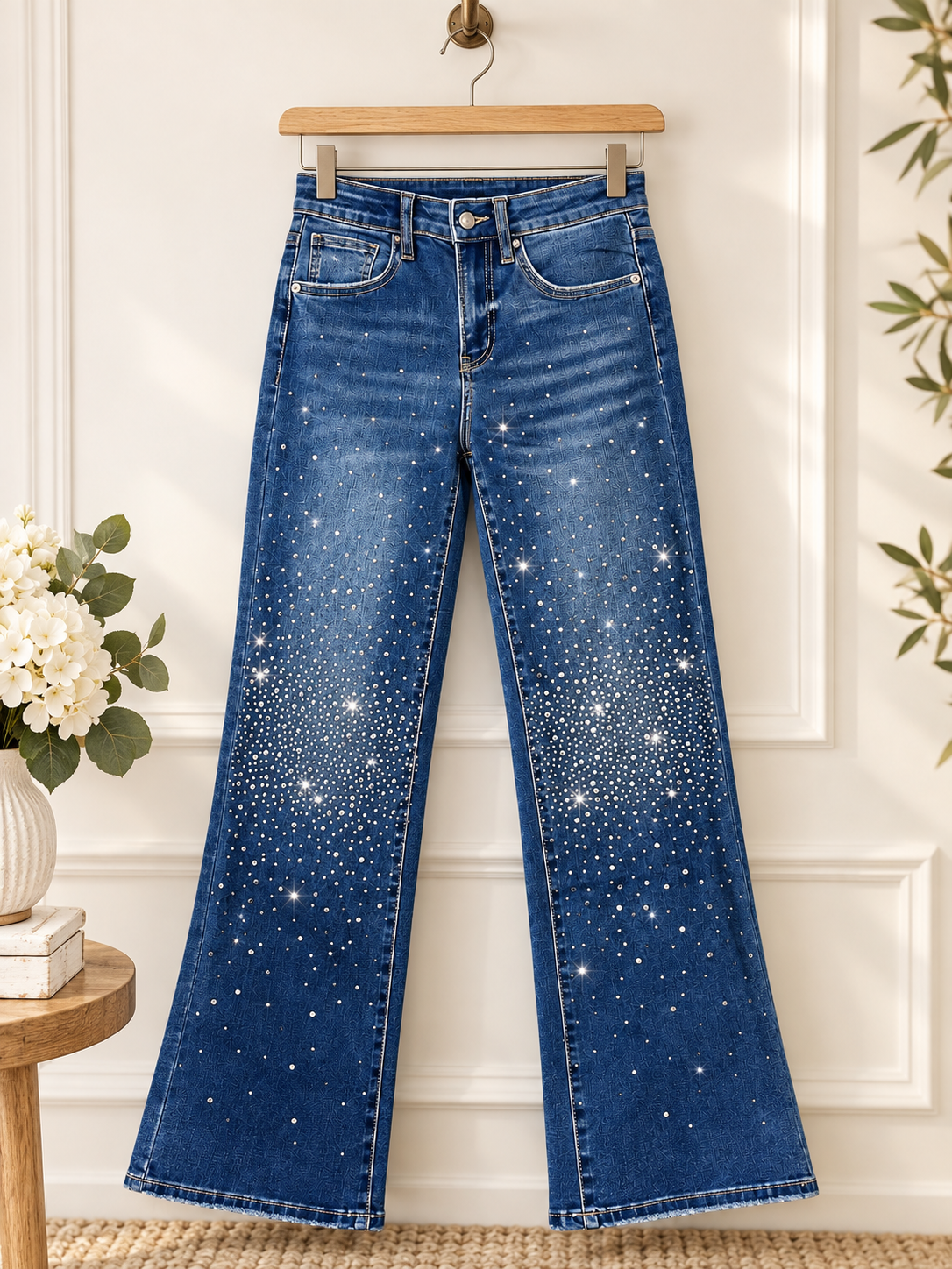 Mica High Rise Wide Leg Embellished Sparkle Jean