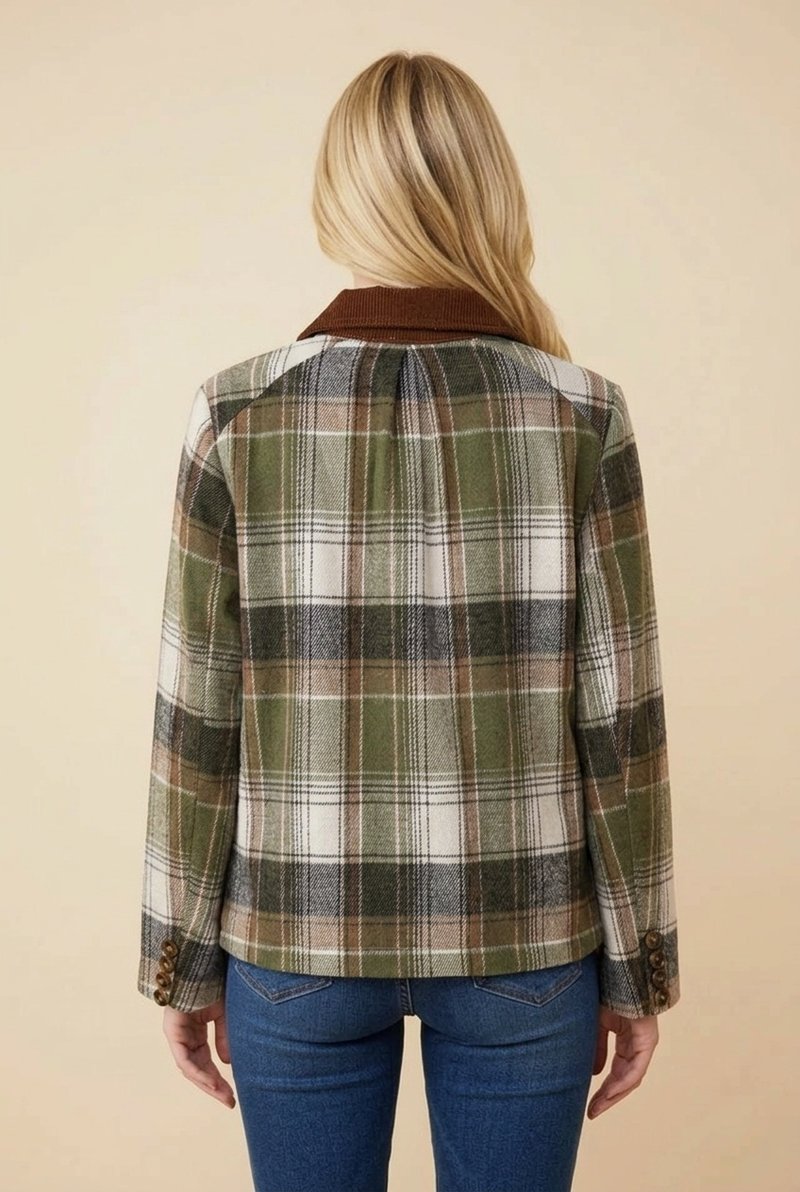 Olive Plaid Barn Jacket