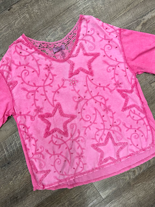 Pink Embroidered