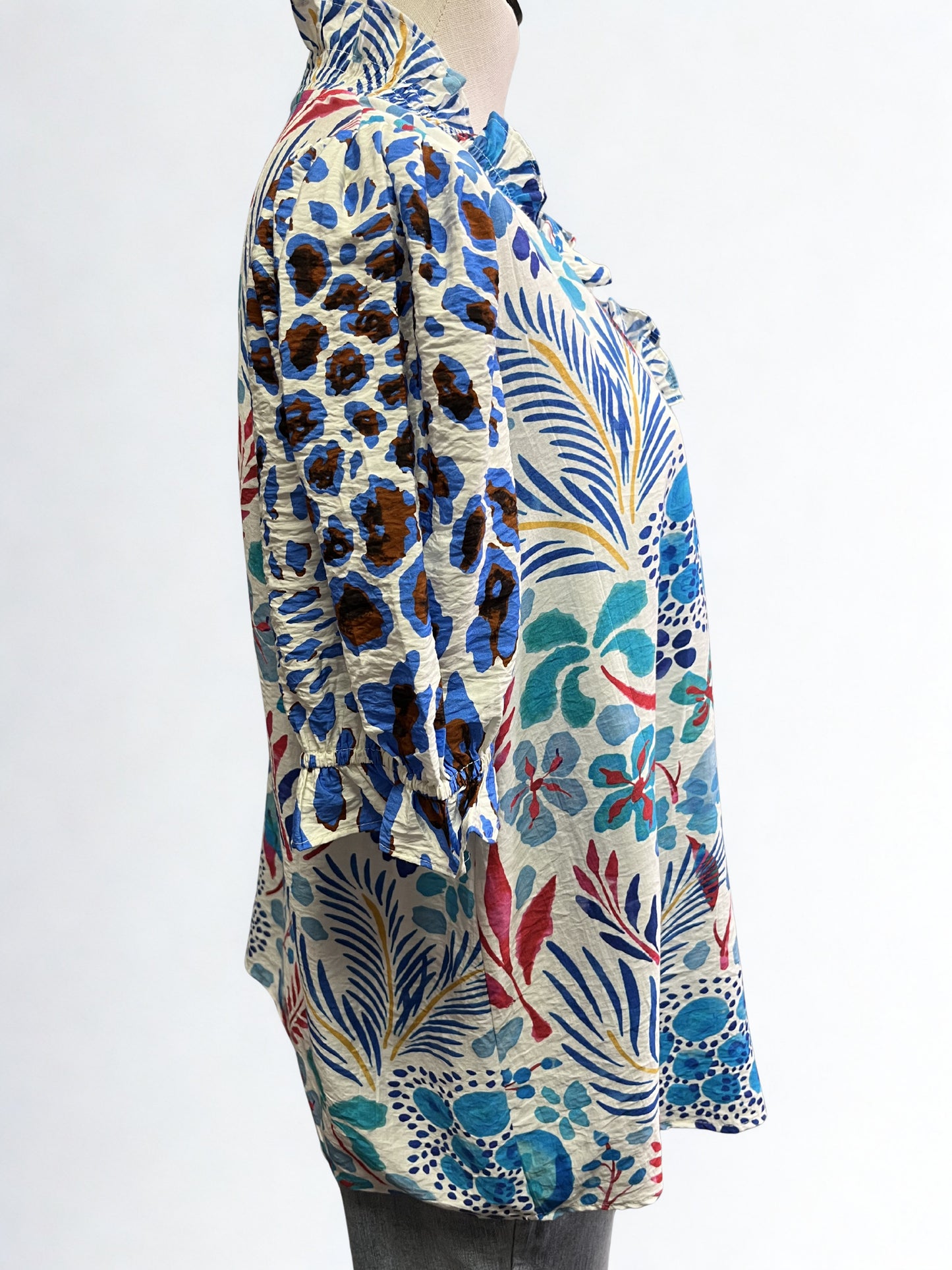 Blue Skies Mixed Print Top