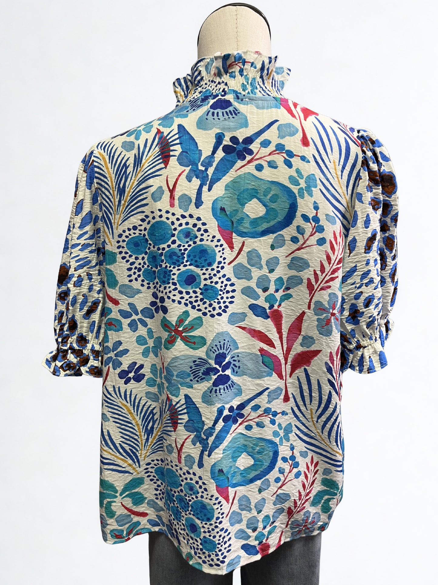 Blue Skies Mixed Print Top