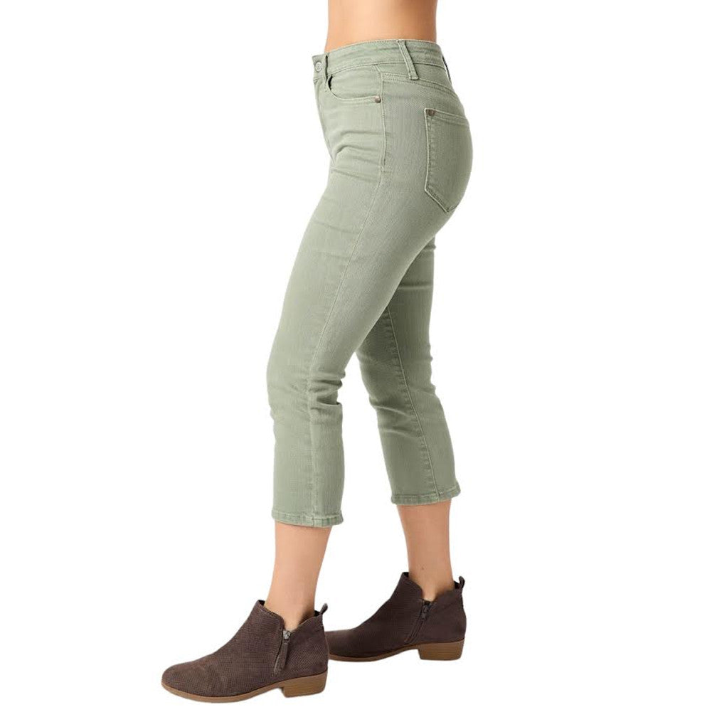 Judy Blue Mid Rise Capri Jeans Sage Green