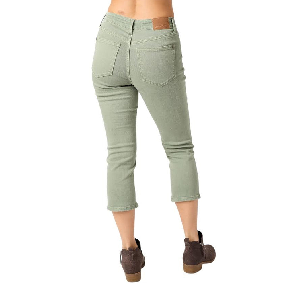 Judy Blue Mid Rise Capri Jeans Sage Green