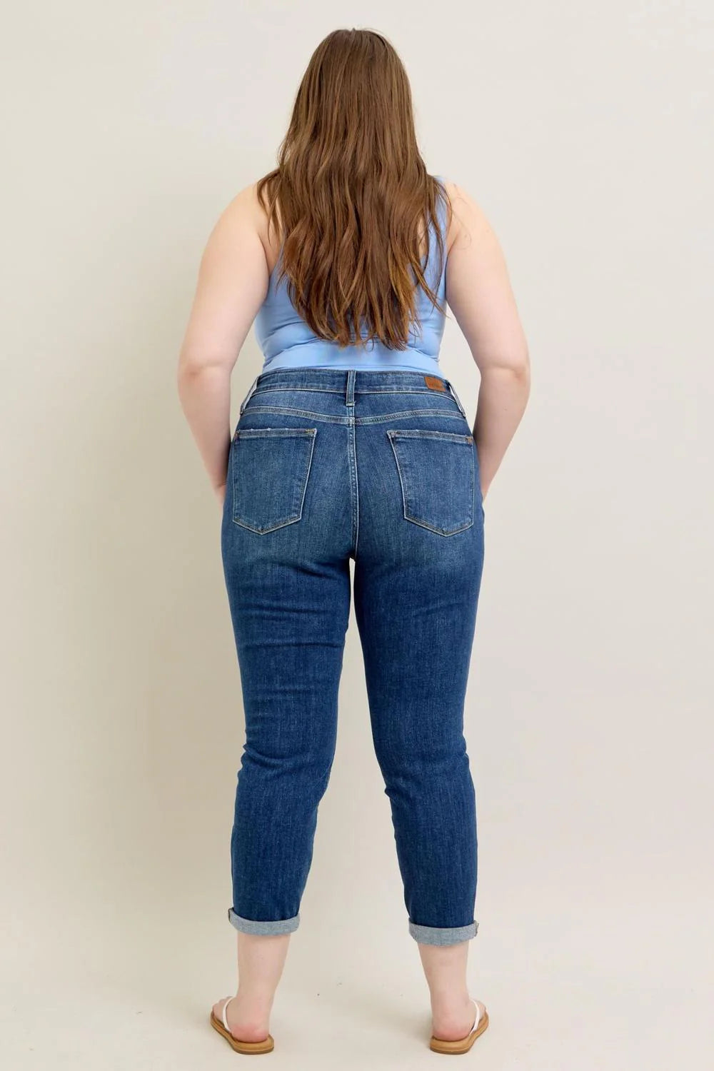 Judy Blue Core Mid-Rise Cuffed Slim Fit Boyfriend Jean