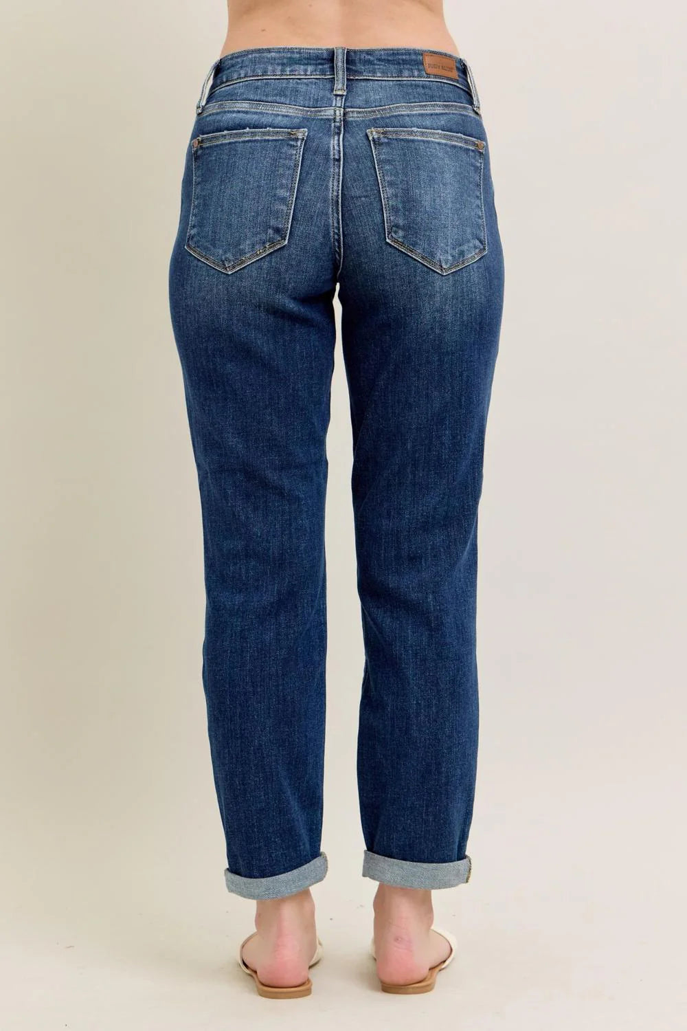 Judy Blue Core Mid-Rise Cuffed Slim Fit Boyfriend Jean