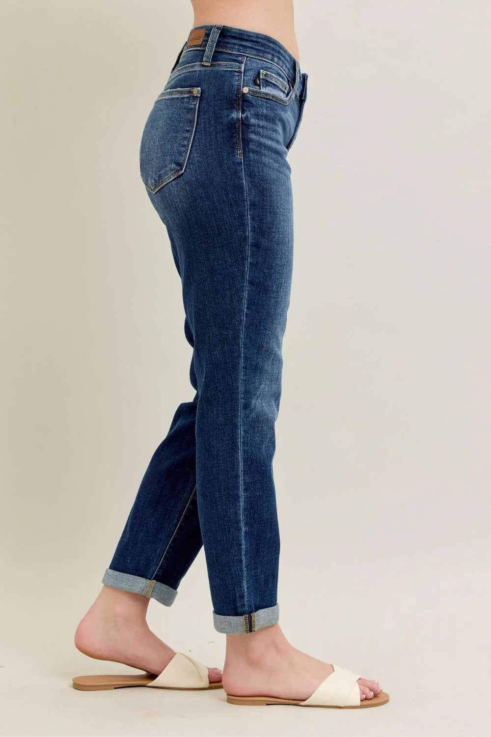 Judy Blue Core Mid-Rise Cuffed Slim Fit Boyfriend Jean