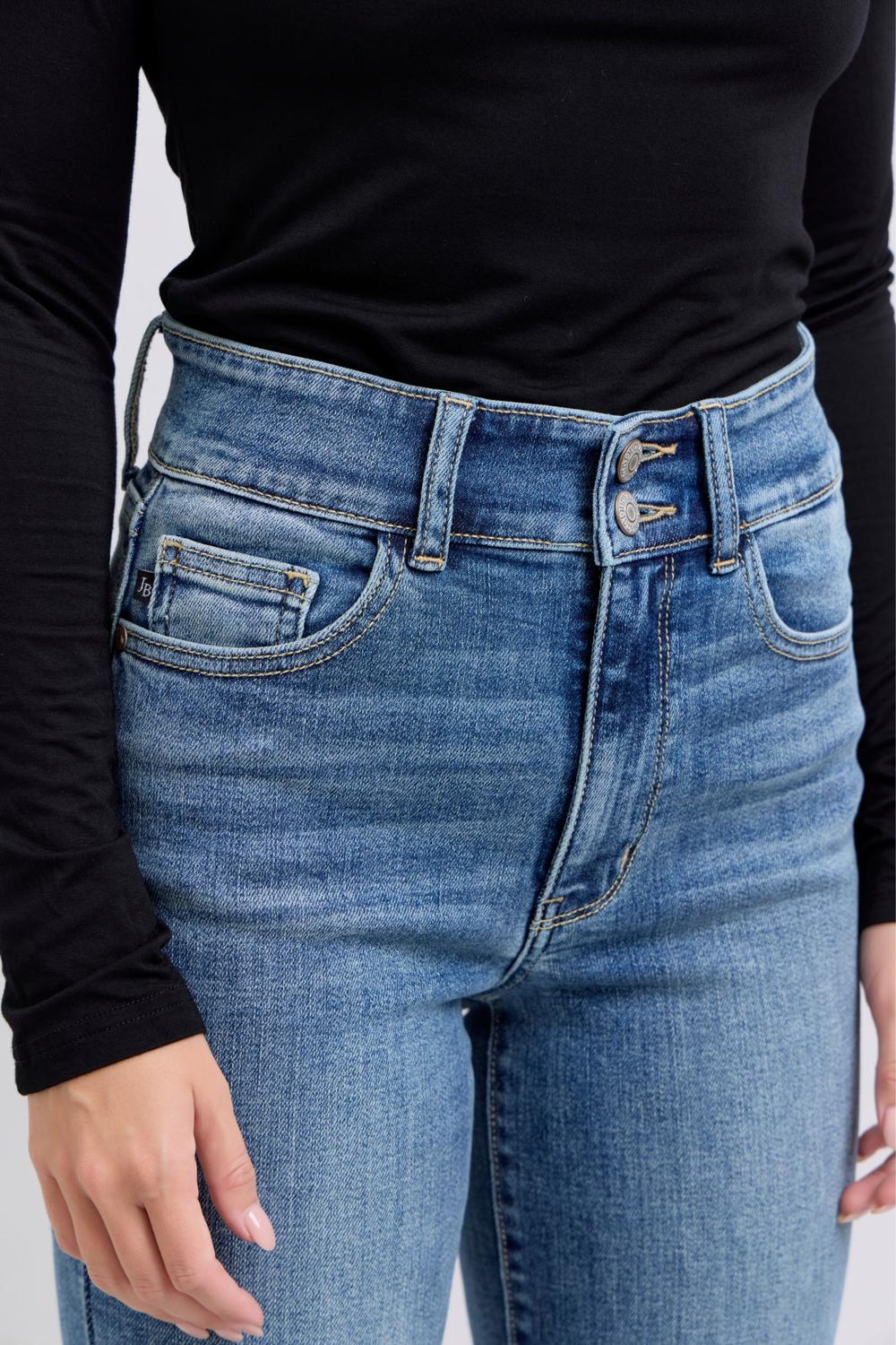 Judy Blue Double Button High Waist Back Tab Pocket Flare Jeans