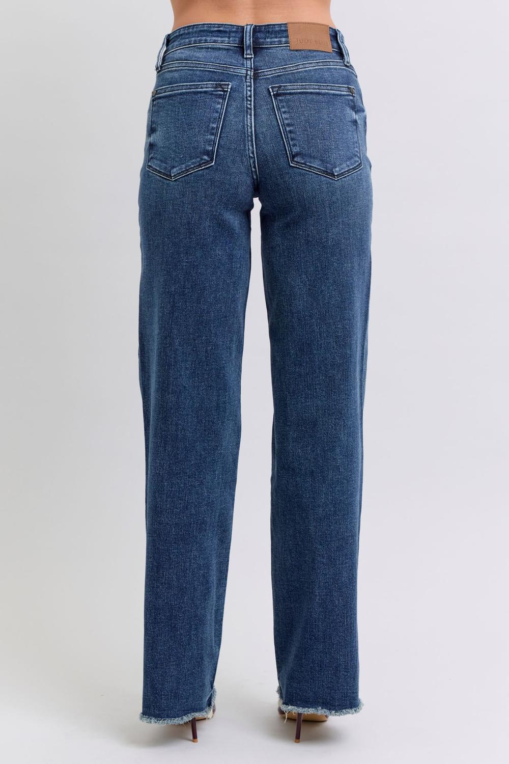 Judy Blue Mid Rise Dark Wash Wide Leg Jean
