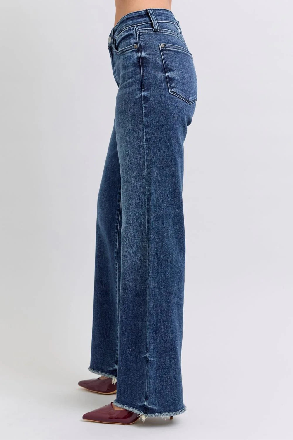 Judy Blue Mid Rise Dark Wash Wide Leg Jean