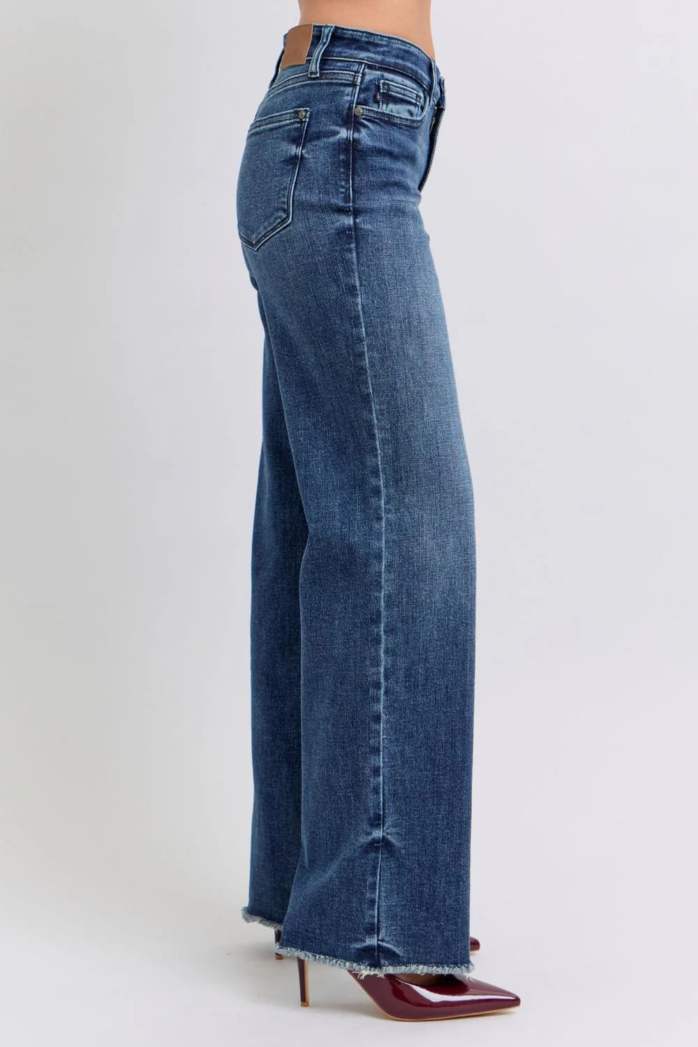 Judy Blue Mid Rise Dark Wash Wide Leg Jean