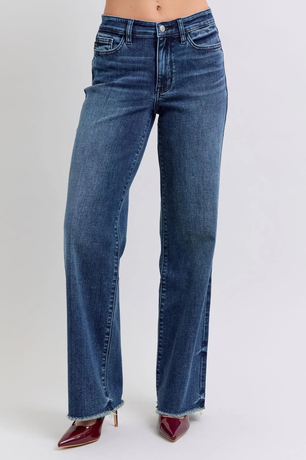 Judy Blue Mid Rise Dark Wash Wide Leg Jean