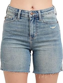 Judy Blue High-Rise Vintage Wash Side Slit Denim Shorts