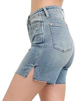 Judy Blue High-Rise Vintage Wash Side Slit Denim Shorts