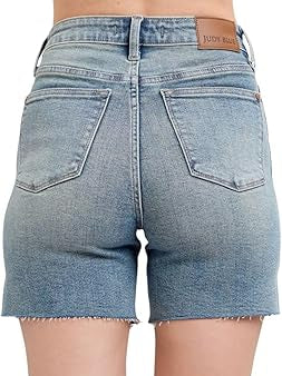 Judy Blue High-Rise Vintage Wash Side Slit Denim Shorts