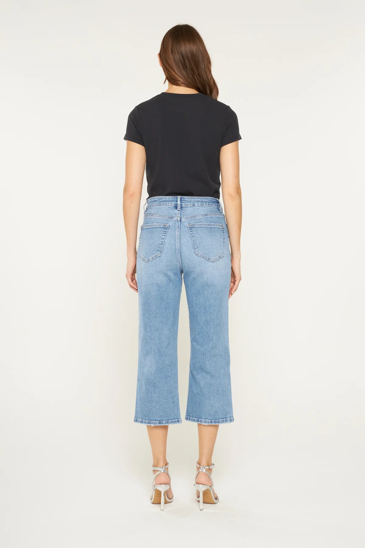 Mica High Rise Straight Capri in Arty-Click Blue