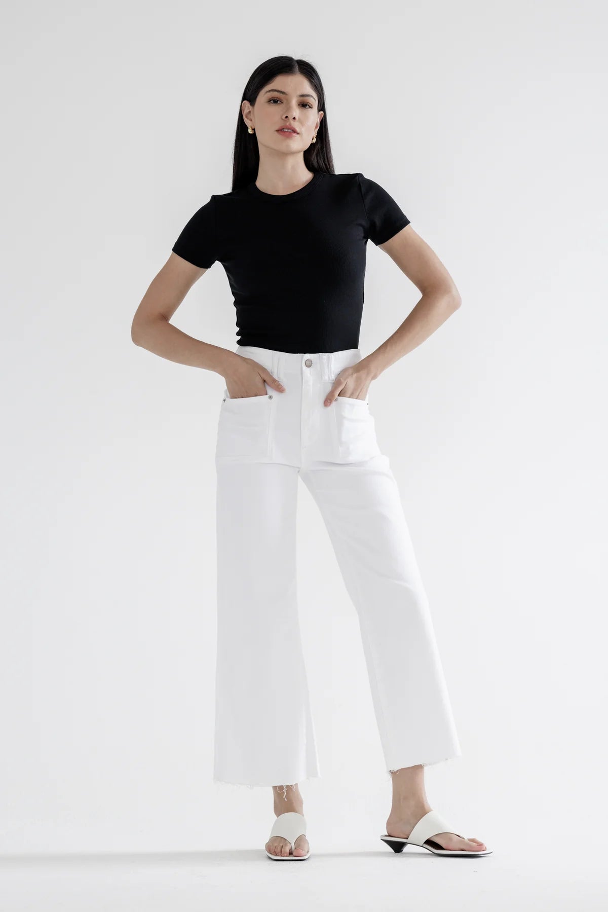 Mica White Super High Rise Wide Leg Crop