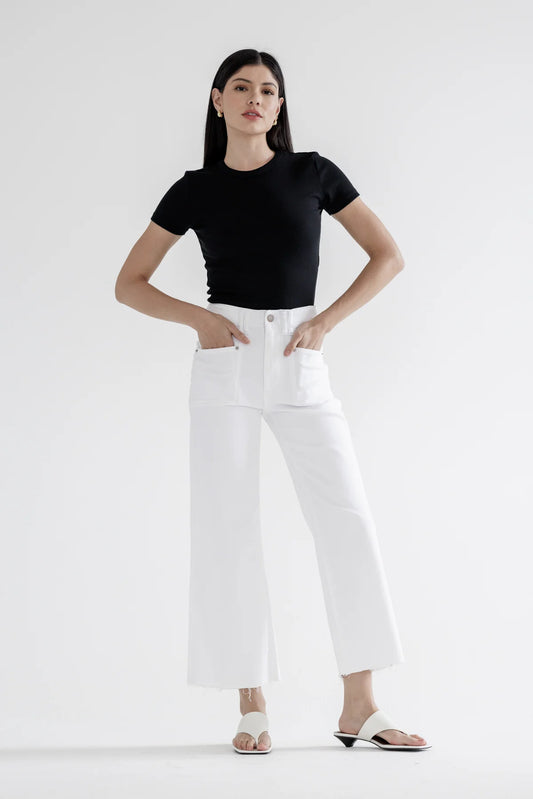 Mica White Super High Rise Wide Leg Crop