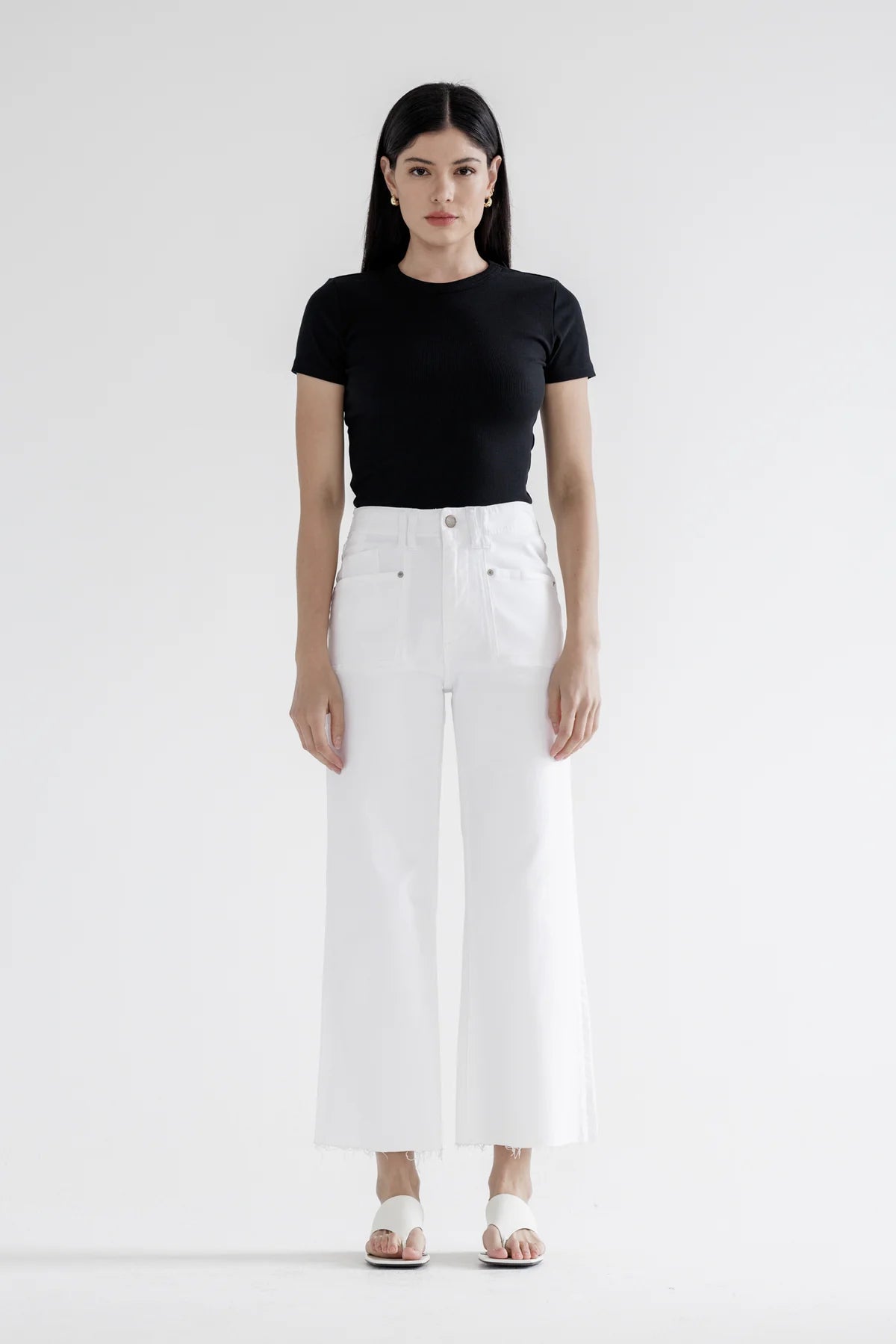 Mica White Super High Rise Wide Leg Crop